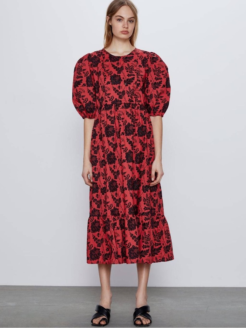 Zara Beverly Red Floral Embroidered Beaded Sequin Dress - EUC - Picture 6 of 12
